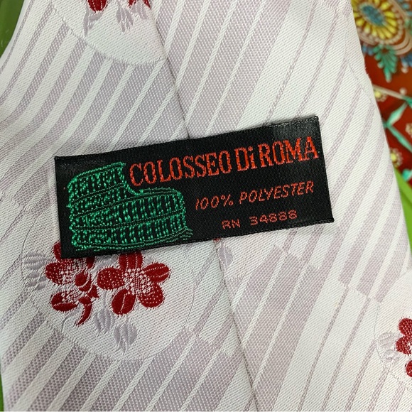 70s Wide Floral Tie-Colossio Di Roma - Picture 3 of 6